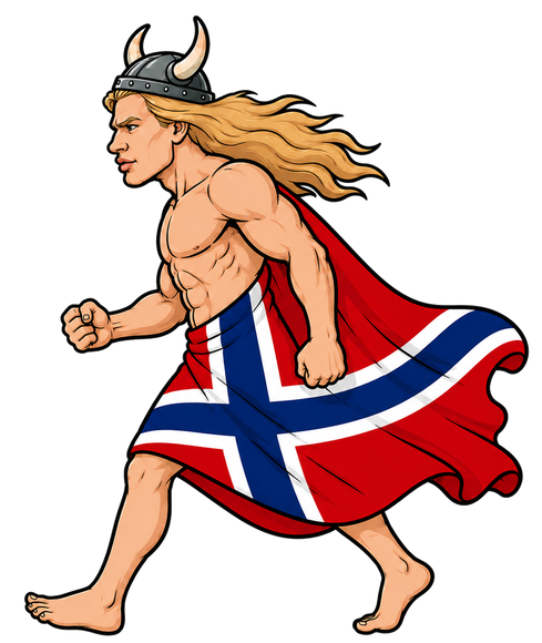 $HAALAND — the Norse Viking striker sprinting in a Norwegian flag cape